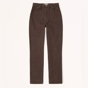 Brown Abercrombie Curve Love Ultra High Rise 90s Straight Jean
